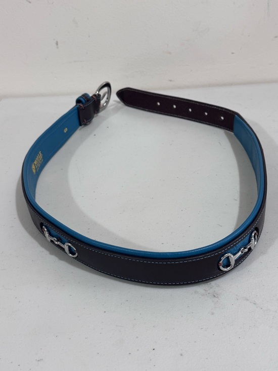 rag & bone Accessories - rag & bone Black Leather Belt with Blue Interior and Silver Hardware